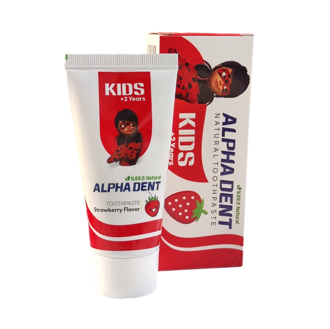 خمیردندان  99 درصد طبیعی آلفادنت مدل KIDS STRAWBERRY مخصوص کودکان با طعم توت فرنگی