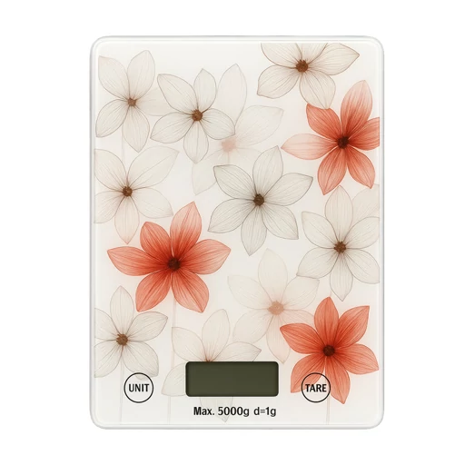 ترازوی آشپزخانه KITCHEN SCALE SHS — ۵ کیلوگرم، حساسیت ۱ گرم، باتری‌خور | صفحه شیشه‌ای